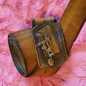 Cool vintage buckle and leather belt Amateur Radio buckle belt 40 inches